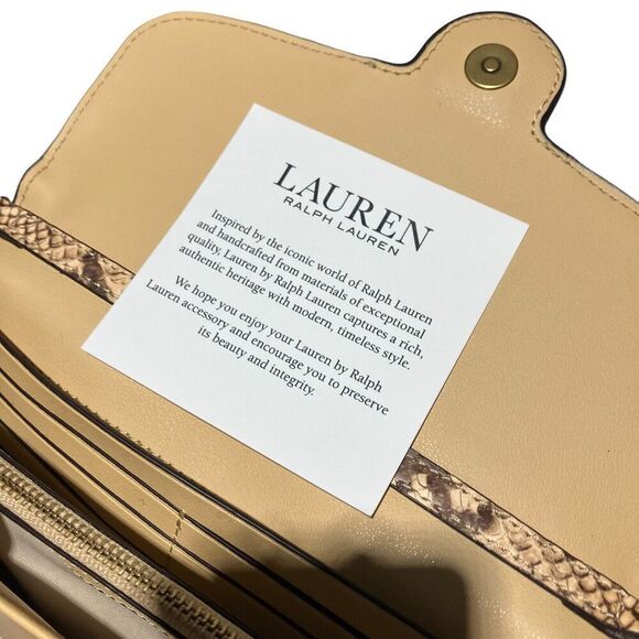 Lauren Ralph Lauren Snakeskin Animal Print Adair Crossbody Compact Wallet Luxury - Picture 10 of 15